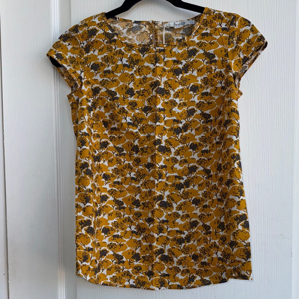 Boden Mustard and Brown Floral Blouse